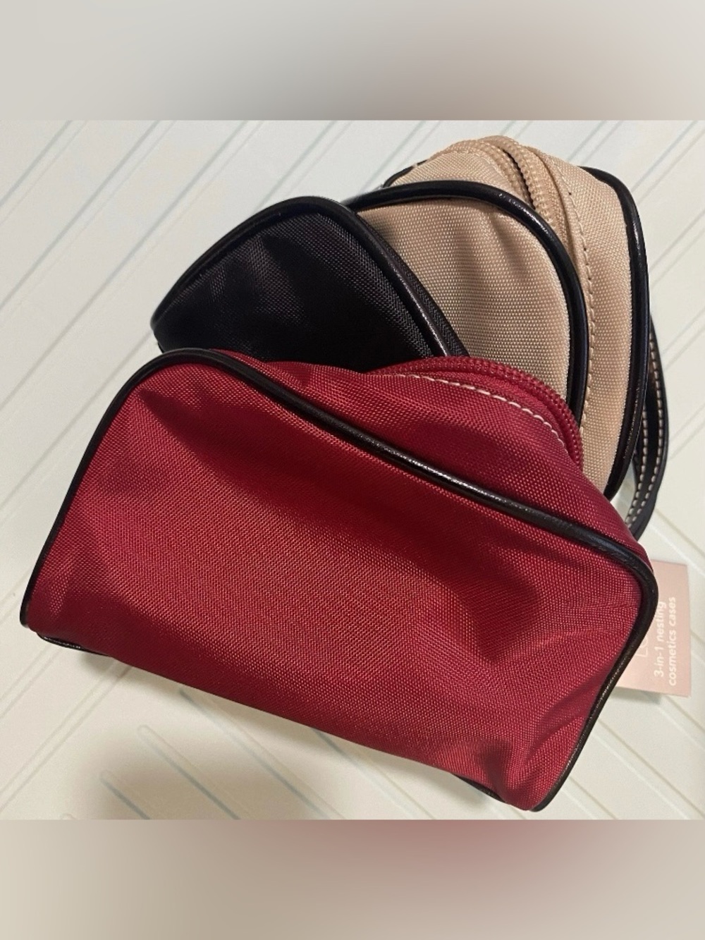 Ann Taylor Loft Cosmetic Bag/ Makeup Bag Zip Case, Travel Set Of 3